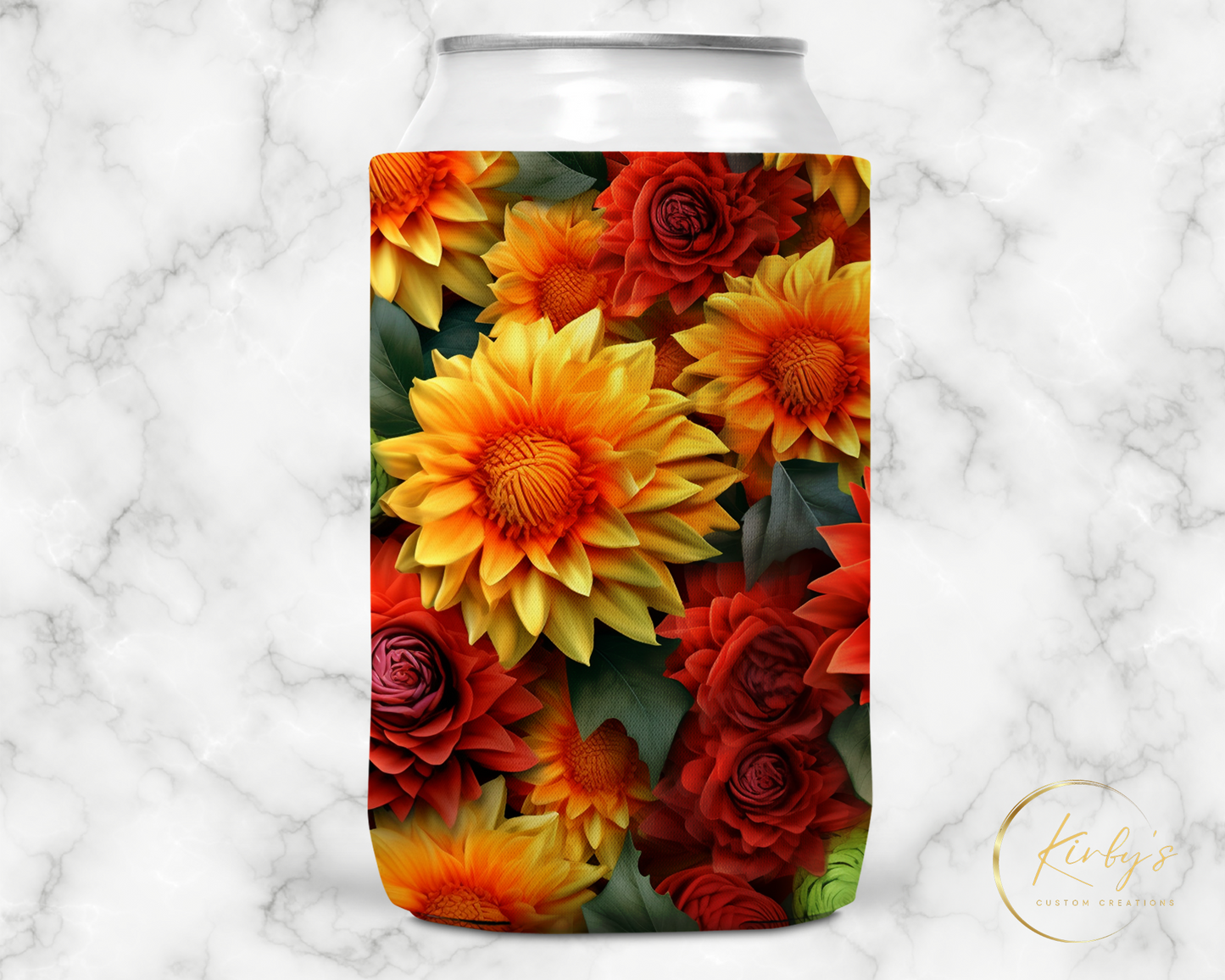 3D Floral Standard Soft Koozies with Orange