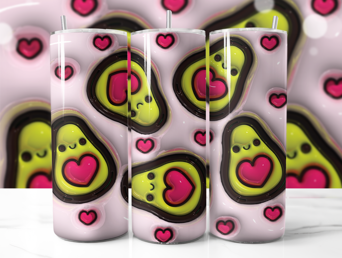 3D Puff Avocado Tumblers