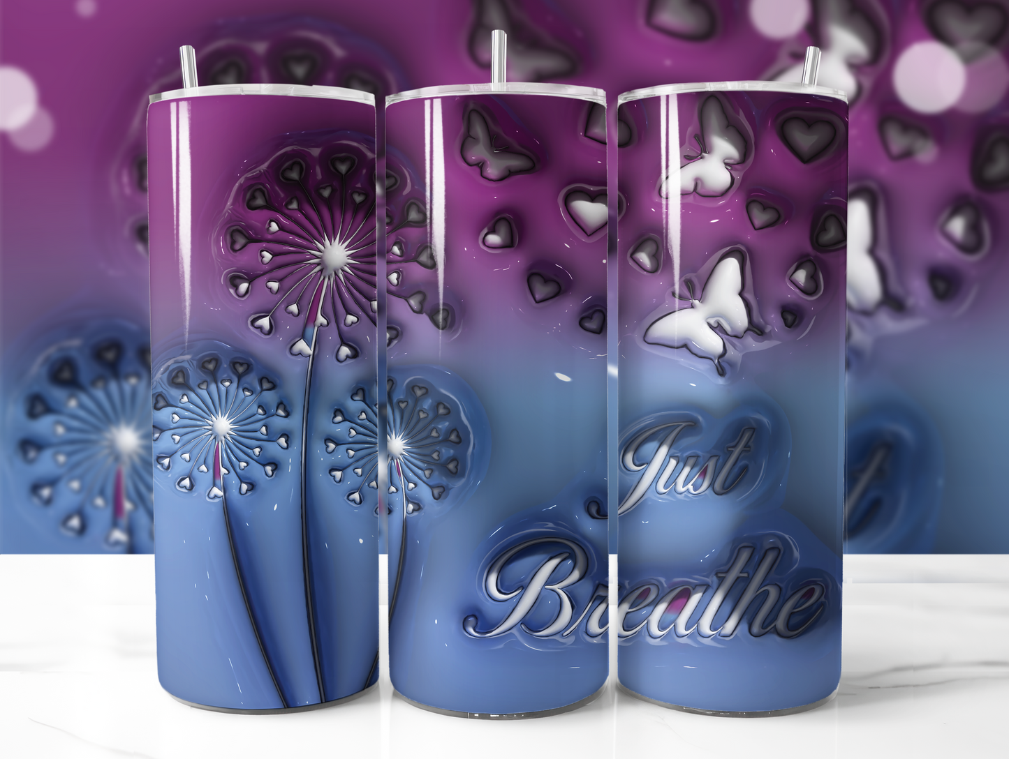 3D Puff Just Breathe Tumbler