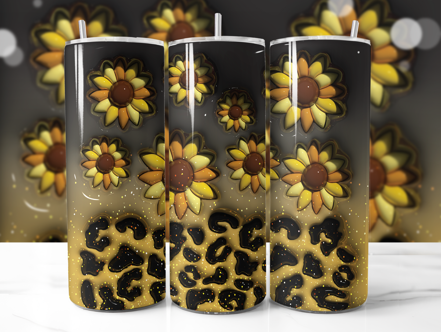 3D Puff Floral Tumblers