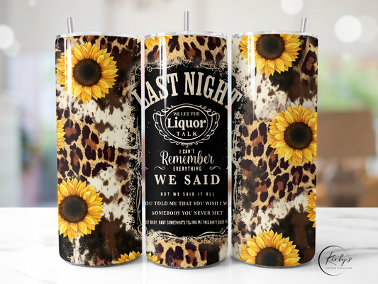 20oz "Last Night" Song Lyrics Tumbler