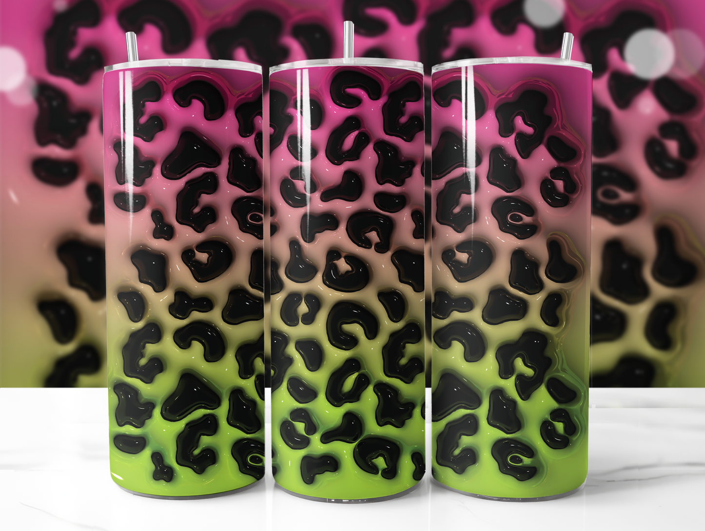 3D Puff Multi Color Leopard Print