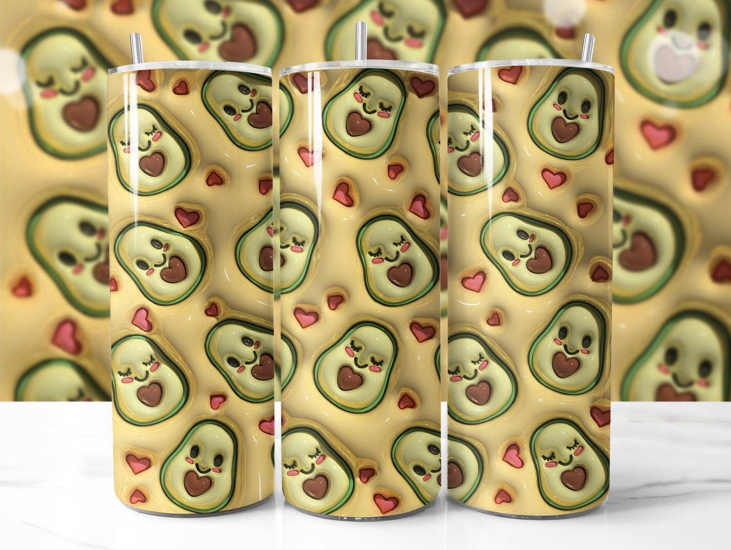 3D Puff Avocado Tumblers