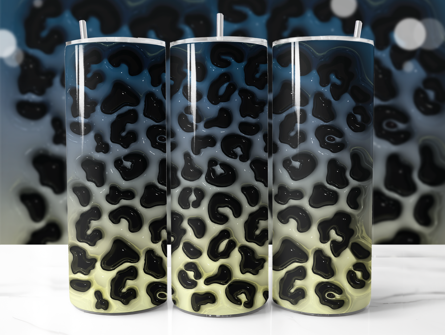 3D Puff Multi Color Leopard Print