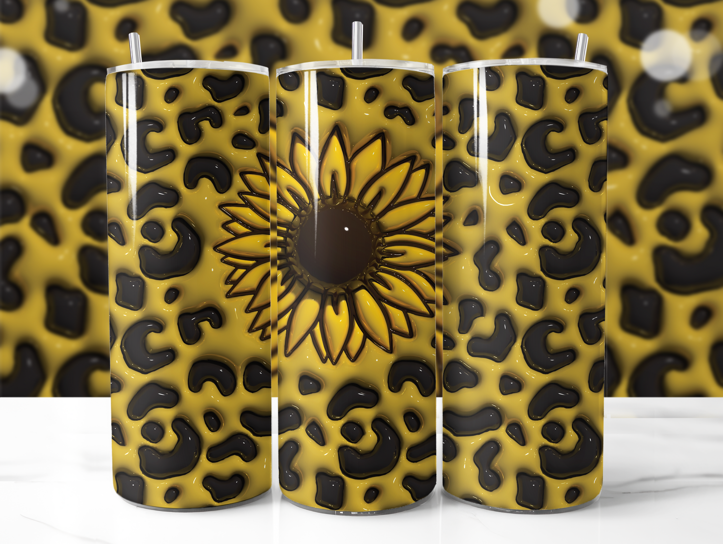3D Puff Floral Tumblers