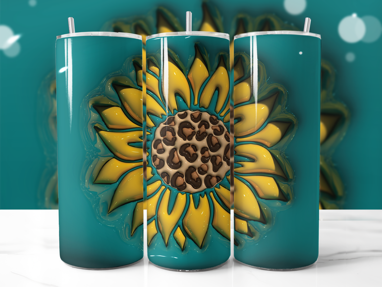 3D Puff Floral Tumblers