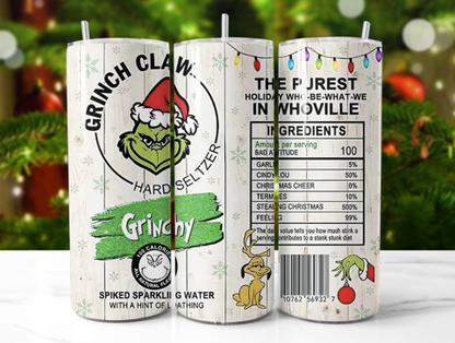 The Grinch Claw Seltzer Christmas 20oz double wall insulated tumbler