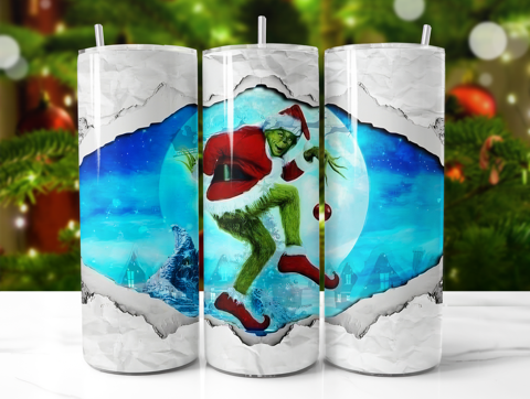 Sneaky Grinch RIP Christmas 20oz double wall insulated tumbler