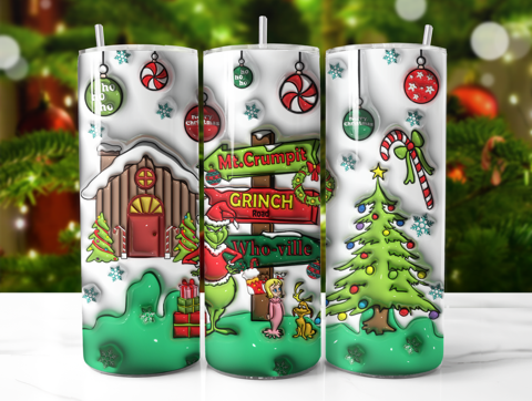 The Grinch Christmas Tree Scene 20oz double wall insulated tumbler