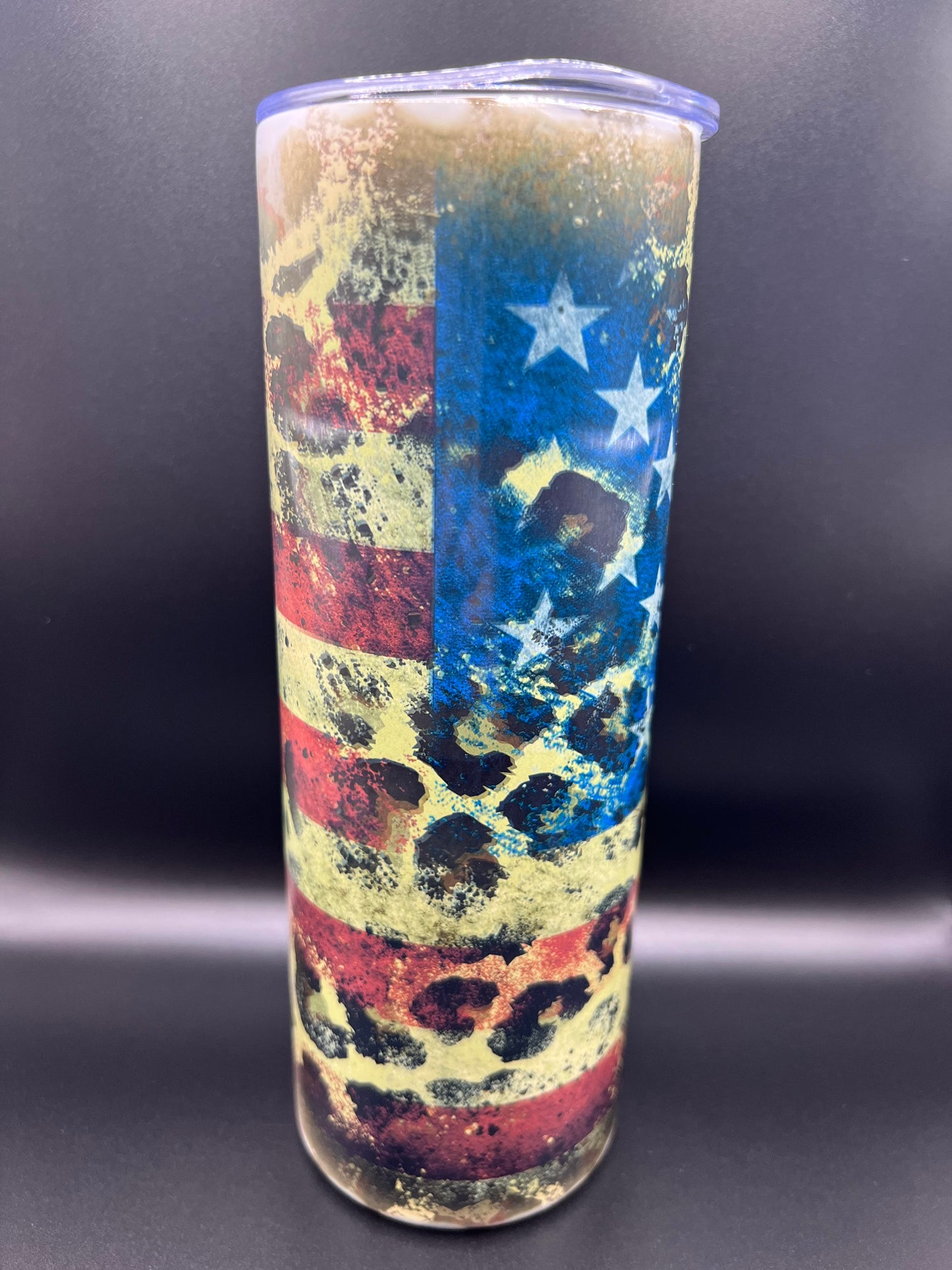 20oz American Flag-Cheetah Tumbler